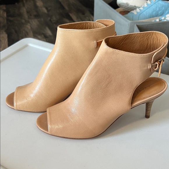 Coach Tan Peep-Toe Ankle Boots - Picture 3 of 4